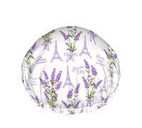 Cuffia da doccia con fiori di lavanda Motivo floreale viola Aroma di Provenza francese Bella fioritura Cuffia da doccia grande Riutilizzabile Doppio strato Doccia Capelli Cuffia da bagno Elegante cu