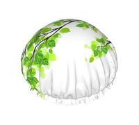 Cuffia da doccia con foglie rinfrescanti per le donne, cuffie da bagno elastiche e riutilizzabili, cuffia da doccia a doppio strato impermeabile, cuffie da doccia da bagno