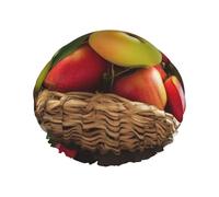 Cuffia da doccia con frutto giallo verde rosso in un cestino cuffia da doccia riutilizzabile a doppio strato cuffia impermeabile per capelli con fascia elastica cappello da bagno spa salone doccia