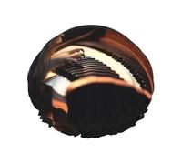 Cuffia da doccia con gufo che suona pianoforte, per donne e uomini, grande, riutilizzabile, a doppio strato, impermeabile, con fascia elastica, per tutte le acconciature, adatta ai viaggi