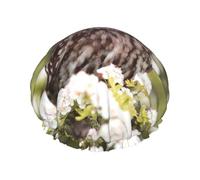 Cuffia da doccia con gufo e fiore per donne, cuffie da bagno elastiche e riutilizzabili, cuffia da doccia a doppio strato impermeabile, cuffie da doccia da bagno