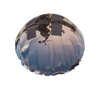 Cuffia da doccia con immagine della stazione spaziale internazionale, per donne e uomini, grande, riutilizzabile, a doppio strato, impermeabile, con fascia elastica, per tutte le acconciature, adatta