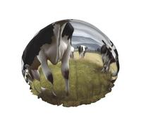 Cuffia da doccia con immagini di mucca, per donne e uomini, grande, riutilizzabile, a doppio strato, impermeabile, con fascia elastica, per tutte le acconciature, adatta ai viaggi