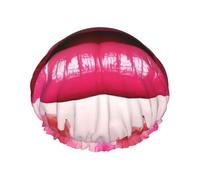 Cuffia da doccia con labbra da donna e uomo, grande, riutilizzabile, a doppio strato, impermeabile, con fascia elastica, per tutte le acconciature, adatta ai viaggi