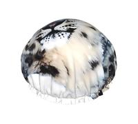 Cuffia da doccia con leopardo delle nevi dagli occhi blu per le donne riutilizzabile a doppio strato berretti per capelli da bagno fascia elastica impermeabile da donna spa salone doccia cappelli per
