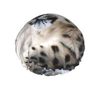 Cuffia da doccia con leopardo delle nevi per le donne riutilizzabile a doppio strato berretti per capelli da bagno impermeabile fascia elastica da donna spa salone doccia cappelli per capelli