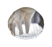 Cuffia da doccia con lupo nella neve da donna riutilizzabile a doppio strato cuffia da bagno tappi per capelli fascia elastica impermeabile da donna spa salone doccia cappelli per capelli