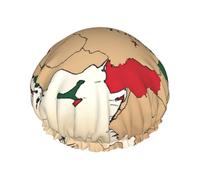 Cuffia da doccia con mappa topografica della Turchia, con stampa di bandiera, morbida e foderata, a doppio strato, lavabile, ampia fascia elastica per capelli