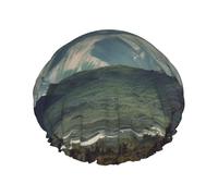 Cuffia da doccia con montagne dell'Alaska per le donne riutilizzabile a doppio strato cuffia da bagno tappi per capelli fascia elastica impermeabile da donna spa salone doccia cappelli per capelli