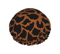 Cuffia da doccia con motivo a mucca in pelle bovina Cappucci per capelli lunghi riutilizzabili da donna con fascia elastica Cappello da doccia a doppio strato per adulti Bambini