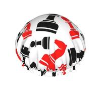 Cuffia da doccia con motivo a scacchi, unisex, riutilizzabile, impermeabile, antiscivolo, ad asciugatura rapida, grande, per capelli lunghi e corti