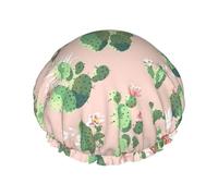 Cuffia da doccia con motivo cactus da donna, riutilizzabile, grande, per uomo, ad asciugatura rapida, per capelli lunghi e corti