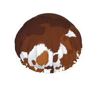 Cuffia da doccia con motivo in pelle bovina Cappucci per capelli lunghi riutilizzabili da donna con fascia elastica Cappello da doccia a doppio strato per adulti Bambini