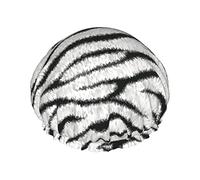 Cuffia da doccia con motivo in pelle bovina Cappucci per capelli lunghi riutilizzabili da donna con fascia elastica Cappello da doccia a doppio strato per adulti Bambini