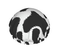 Cuffia da doccia con motivo in pelle bovina Cappucci per capelli lunghi riutilizzabili da donna con fascia elastica Cappello da doccia a doppio strato per adulti Bambini