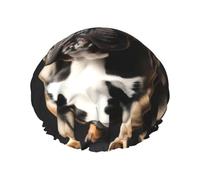 Cuffia da doccia con orecchie lunghe con stampa bulldog francese, cuffia da bagno riutilizzabile a doppio strato, mantiene i capelli asciutti, si adatta a tutte le teste