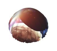 Cuffia da doccia con pianeti sullo sfondo dello spazio, per donne e uomini, grande, riutilizzabile, a doppio strato, impermeabile, con fascia elastica, per tutte le acconciature, adatta ai viaggi