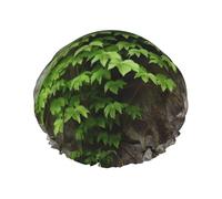 Cuffia da doccia con pianta su muro di pietra, per donne e uomini, grande, riutilizzabile, a doppio strato, impermeabile, con fascia elastica, per tutte le acconciature, adatta ai viaggi