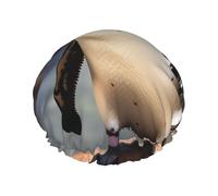 Cuffia da doccia con pinguino africano, per donne e uomini, grande, riutilizzabile, a doppio strato, impermeabile, con fascia elastica, per tutte le acconciature, adatta ai viaggi