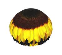 Cuffia da doccia con sfondo di girasole da donna e uomo, riutilizzabile, impermeabile, antiscivolo, ad asciugatura rapida, grande cuffia per capelli lunghi e corti