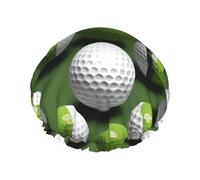 Cuffia da doccia con stampa a palline da golf, riutilizzabile, a doppio strato, mantiene i capelli asciutti, si adatta a tutte le teste
