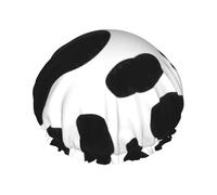 Cuffia da doccia con stampa a pois da donna, riutilizzabile, impermeabile, a doppio strato, con cinturino elastico, taglia unica