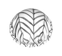 Cuffia da doccia con stampa a righe bianche e nere cuffia da bagno riutilizzabile a doppio strato per capelli da bagno, mantiene i capelli asciutti, si adatta a tutte le teste