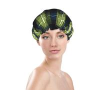 Cuffia da doccia con stampa a scacchi, impermeabile, riutilizzabile, per capelli da donna, a doppio strato, elastico, protezione per capelli