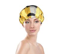 Cuffia da doccia con stampa a scacchi, impermeabile, riutilizzabile, per capelli da donna, cuffia elastica a doppio strato, protezione per capelli
