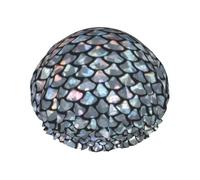 Cuffia da doccia con stampa a squame di pesce argento cuffia da bagno cuffia da bagno elastica riutilizzabile cuffia per capelli a doppio strato