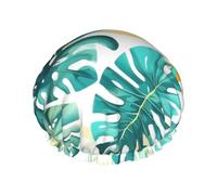 Cuffia da doccia con stampa a tema tropicale da spiaggia, leggera, riutilizzabile, morbida, a doppio strato impermeabile, a prova di perdite.