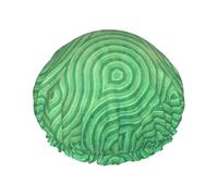 Cuffia da doccia con stampa a trama curva verde cuffie da bagno cuffia elastica riutilizzabile per capelli da doccia a doppio strato