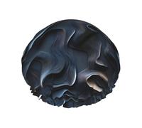 Cuffia da doccia con stampa astratta argentata da donna, riutilizzabile, a doppio strato, fascia elastica, per capelli lunghi, per doccia