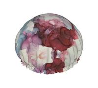 Cuffia da doccia con stampa astratta effetto marmo, riutilizzabile, a doppio strato, mantiene i capelli asciutti, si adatta a tutte le teste