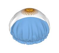 Cuffia da doccia con stampa bandiera argentina, per donne e uomini, riutilizzabile, a doppio strato, con fascia elastica, taglia L