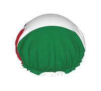 Cuffia da doccia con stampa bandiera dello Stato della Palestina per donne e uomini, cuffia per capelli da bagno riutilizzabile a doppio strato con fascia elastica L