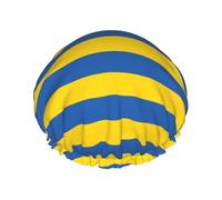 Cuffia da doccia con stampa bandiera dell'Ucraina, cuffia da bagno, elastica, riutilizzabile, a doppio strato