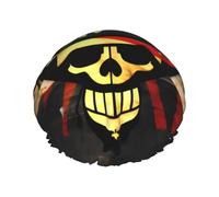 Cuffia da doccia con stampa bandiera pirata da donna, leggera, riutilizzabile, morbida, a doppio strato impermeabile, a prova di perdite.