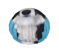 Cuffia da doccia con stampa Border Collie, doppio strato traspirante, cinghia elastica regolabile, durevole