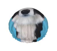Cuffia da doccia con stampa Border Collie, riutilizzabile, a doppio strato, essenziale per viaggi in hotel, accessori per salone da doccia, L