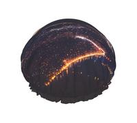 Cuffia da doccia con stampa cielo notturno, protezione per capelli riutilizzabile, doppio strato, cinturino elastico regolabile, essenziale da viaggio