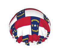 Cuffia da doccia con stampa della bandiera del Nord Carolina, cuffia da doccia foderata per le donne riutilizzabile, cuffia da bagno impermeabile a doppio strato