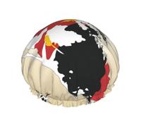 Cuffia da doccia con stampa della bandiera della Papua Nuova Guinea Map02, cuffia da doccia morbida foderata, a doppio strato, lavabile, ampia fascia elastica per capelli per vasca da bagno