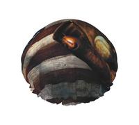 Cuffia da doccia con stampa di baseball con bandiera americana, leggera, riutilizzabile, morbida, a doppio strato, impermeabile, a prova di perdite.