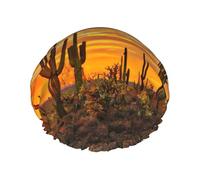 Cuffia da doccia con stampa di cactus al tramonto nel deserto, cuffia da doccia foderata per le donne riutilizzabile, cuffia da bagno impermeabile a doppio strato