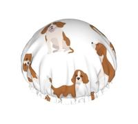 Cuffia da doccia con stampa di cane Beagle, cuffia riutilizzabile con protezione a doppio strato, traspirante e resistente, per viaggi