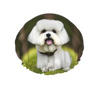 Cuffia da doccia con stampa di cane Bichon Frise, varie attività, riutilizzabile, morbida e leggera, per capelli lunghi