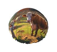 Cuffia da doccia con stampa di Cattle Farm Sanctuary, cuffia per capelli riutilizzabile con fodera e fascia elastica