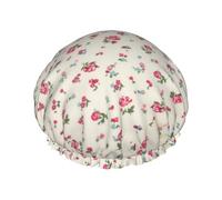 Cuffia da doccia con stampa di ciliegie rosse, riutilizzabile, a doppio strato, mantiene i capelli asciutti, si adatta a tutte le teste