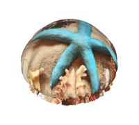 Cuffia da doccia con stampa di conchiglie sulla spiaggia, cuffia da doccia foderata per le donne riutilizzabile, cuffia da bagno impermeabile a doppio strato